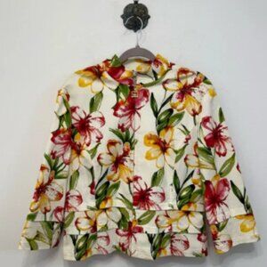 St. John Sport Multicolor Floral Cotton Jacket Rhinestone Women’s Size Large